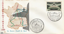 Algérie FDC 1196 Service Aéropostal De Nuit Sidi Bel Abbes 21/03/59 - FDC