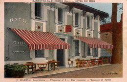 Barbotan Les Thermes * Devanture Façade Hôtel Du Midi * J. MARSAN Propriétaire * Terrasse Et Jardin - Barbotan