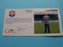 JAN REKER 03-06-'48 > WILLEM II Tilburg / Sponser CZ Groep Zorgverzekeraars ( Zie Fotoscans AUB ) Afm. 10 X 20 Cm.! - Authographs