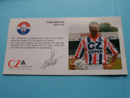 FONS MALLIEN > WILLEM II Tilburg / Sponser CZ Groep Zorgverzekeraars ( Zie Fotoscans AUB ) Afm. 10 X 20 Cm. - Autógrafos