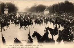 CPA PARIS LL.MM. Le Roi Et La Reine D'Italie. Place De La Concorde (563001) - Réceptions