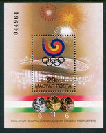 HUNGARY 1988 Olympic Medals Block MNH / **.  Michel Block 201 - Unused Stamps
