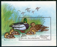 HUNGARY 1988 Wild Ducks Block MNH / **.  Michel Block 199 - Unused Stamps