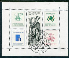 HUNGARY 1988 International Stamp Exhibitions Block Used.  Michel Block 197 - Oblitérés