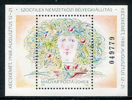 HUNGARY 1988 SOZPHILEX Block With Sheet Number MNH / **.  Michel Block 196 - Blokken & Velletjes