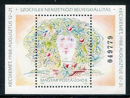 HUNGARY 1988 SOZPHILEX Block With Sheet Number MNH / **.  Michel Block 196 - Unused Stamps