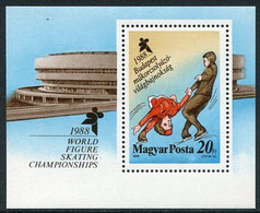 HUNGARY 1988 Ice Skating Championship Block  MNH / **.  Michel Block 195 - Unused Stamps