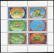 BULGARIA 1990 Prehistoric Creatures Sheetlet MNH / **.  Michel 3840-45 Kb - Unused Stamps