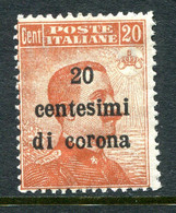 Italy - Offices In Austria - 1919 20c Di C. On 20c Dark Orange HM (SG 69) - Altri & Non Classificati
