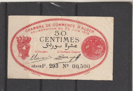 Chambre Commerce ALGER - Billet 50 Centimes - 25/6/1919 P 293 - 00500 - Cámara De Comercio