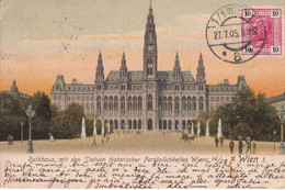A5490- City Hall, Town Hall, Wien Vienna Austria 1905 Heller Oesterreich Stamp Vintage Postcard - Ringstrasse