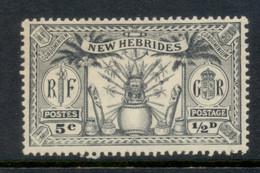 New Hebrides (Br) 1925 Native Idols 5c/0.5d MLH - Unused Stamps