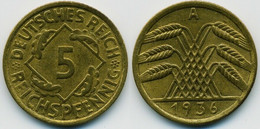 MONETA TEDESCA 5 REICHSPFENNIG 1936 CATEGORIA    A  BERLINO  GERMAN COIN REICH GERMANY GERMAN COINS MONNET ALLEMANDE SS - 5 Reichspfennig