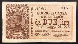 2 Lire Buono Di Cassa Serie 015 02 09 1914 Bb/spl  LOTTO 1467 - Italië – 2 Lire