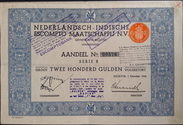 Lot 2 X Ned. Indische Escompto Mij.  ( Ned Indië ) Batavia 1934 / 35 - Bank & Versicherung