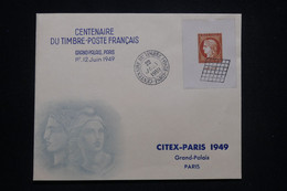 FRANCE - Enveloppe FDC En 1949 - Centenaire Du Timbre Français - Citex - L 98340 - ....-1949