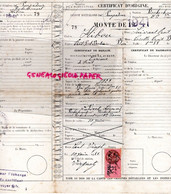 19- POMPADOUR- CERTIFICAT ORIGINE HARAS -ETALON HIBOU - PROPRIETAIRE LEONARD FIXOT ROCHECHOUART MONTE DE 1941 - Historical Documents