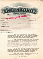 75- PARIS- LETTRE LE RECOURS ASSURANCES - 26 RUE CHAPTAL - Banque & Assurance