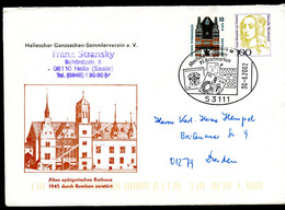 Bund PU350 B2/005 ALTES RATHAUS HALLE Sost. Abschied Von Pf-Briefmarken Bonn 2002 - Privé Briefomslagen - Gebruikt