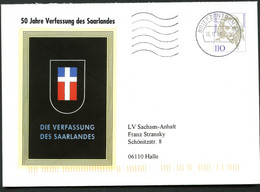 Bund PU351 B1/006 50 J. VERFASSUNG SAARLAND Gelaufen Schiffweiler 1999 - Private Covers - Used