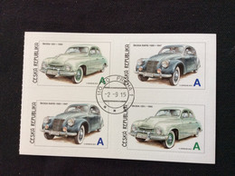 1/2 Carnet YT 776/777 2015 De 4 Timbres Oblitérés Automobiles  Skoda 1201 De 1955 Et Skoda1500 Rapid - Usados