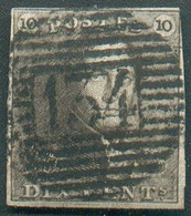 N°1 - Epaulette 10 Centimes Brune, Obl. P.134 ZELE Idéalement Apposée.  TB  - 18097 - 1849 Epauletten