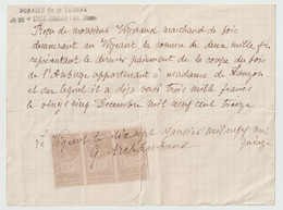 4258 1875 L'ISLE JOURDAIN Vignaud LE VIGEANT Lauzon Domaine De La Vergne ARCHAMBAUD Timbre Fiscal Quittances - 1800 – 1899