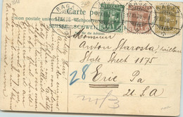 1908 MiNr 95,96,97 Sur Carte Postale Pour Les USA - Cartas