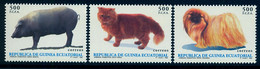 GUINEA ECUATORIAL , ED. 196 / 198 ** , ANIMALES DOMÉSTICOS , GATO PERSA , PERRO PEQUINÉS , CERDO IBÉRICO - Equatoriaal Guinea