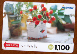 GIAPPONE Ticket Biglietto Bus MetroTreni Fiori Flower - Nishitetsu Card 1.100 ¥ - Usato - Mundo