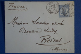 S25 TUNISIE BELLE LETTRE DEVANT 1891 VOYAGEE REGENCE DE TUNIS A REIMS FRANCE +AFFRANCHISSEMENT PLAISANT - Brieven En Documenten