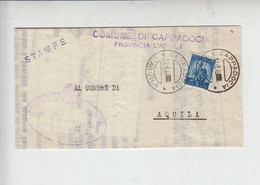 COMUNE Di CAPPADOCIA (AQ) 1949 - Asta Pubblica  - Stampe -.- - Décrets & Lois