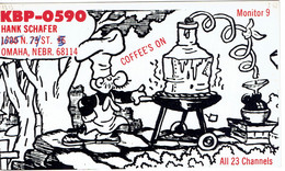 Cook Chef Rooster On Old QSL Card From KBP 0590, Hank Schafer, Omaha, Nebraska, USA (Aug 1968) - CB