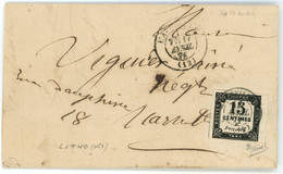 Promo 17 Avril 1871 15c TAXE LITHO. N°4 Bord De Feuille,signé Brun Et Jamet,obl. T.15 MARSEILLE - 1960-.... Storia Postale
