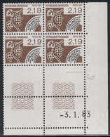 PREO - N°180 - BLOC DE 4 - COIN DATE -  3-1-1983 - COTE 5€ - Precancels