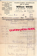 76 - LE HAVRE- RARE FACTURE WILLIAM WEISS- CHEMISERIE BONNETERIE PARFUMERIE- 9 RUE LEFEVREVILLE-1948 - Textile & Clothing