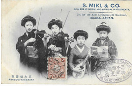 Japon, Japan,Osaka, S. Miki & Co, Musical Instruments, Stamp ,1908, 2 Scans - Osaka
