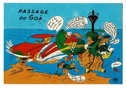 CPM Humoristique Illustrée - Passage Du Goâ (voiture Roulant Dans L'eau éclaboussant Des Paysans, Patois) Circulé - Humor