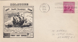 COVER. US. FDC. 27 JUN 38.  DELAWARE. SWEDISH TERCENTENARY - 1851-1940