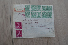 Lettre Belgique Belgie 12 TP Dont 1 Boc De 10 En Recommandé - Storia Postale