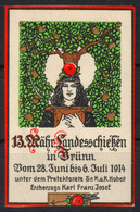 APPLE Fruit Tree Wilhelm Tell Switzerland EXPO Brünn Brno Czechia 1914 Austria KuK Bohemia Cinderella Label Vignette - Otros & Sin Clasificación