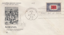 COVER. US. FDC. 9 NOV 43. OCCUPIED NATIONS SERIES. ALBANIA. WASHINGTON - 1941-1950