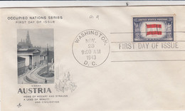 COVER. US. FDC. 23 NOV 43. OCCUPIED NATIONS SERIES. AUSTRIA. WASHINGTON - 1941-1950