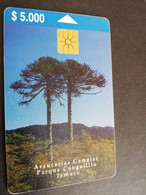 CHILI   CHIP $ 5.000  TREES  ARAUCARIAS GEMELAS / PARQUE CONGUILLIO TEMUCO    FINE USED CARD   ** 5546** - Chile