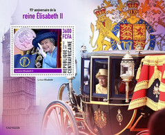 Centrafrica 2021, Queen Elisabeth, Carriage, Coin, BF - Timbres