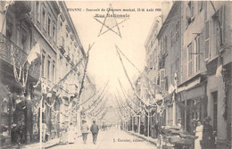 42-ROANNE- SOUVENIR DU CONCOURS MUSICAL 15/16 AOUT 1908, RUE NATIONALE - Roanne