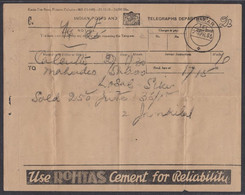 India 1936 Telegram With Advertisement Of Cement Sikar (**) Inde Indien - Altri