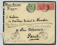 Lettre 1909 De Guernesey Guernsey Pour Paris, Redirigée à Constantinople, Turquie. Ecrite Au Club Athenaeum De Londres. - Covers & Documents