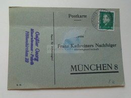 D179445 Deutsches Reich Postkarte - 1930 Höhenkirchen Geißler Georg Mineralwasser Fabrik -to Franz Kathreiners N.München - Andere & Zonder Classificatie