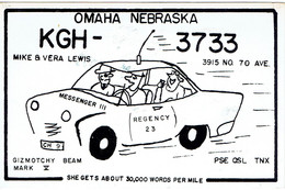 Old QSL Card From KGH 3733, Mike & Vera Lewis, No 70 Ave., Omaha, Nebraska, USA (Jul 1967) - CB